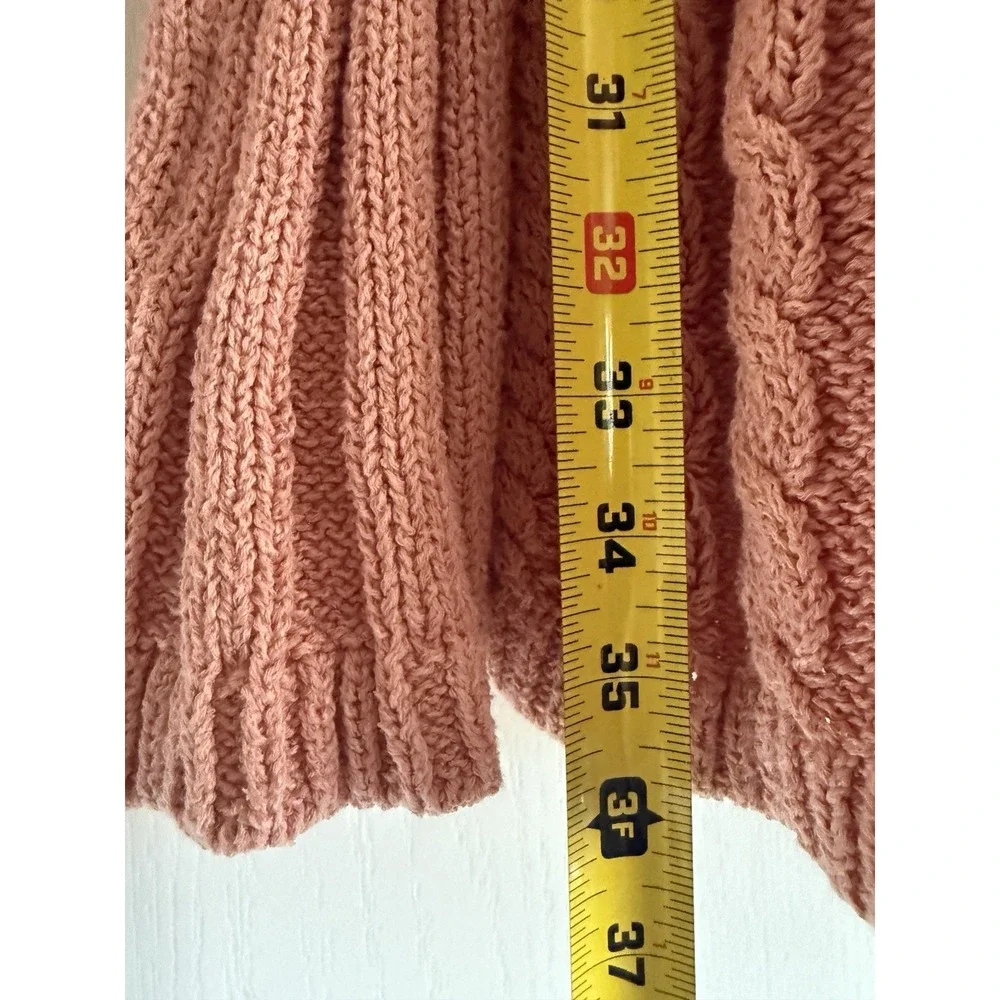 Free People Orla Cable Knit Mini Sweater Dress Pink Size L Large NWT $148